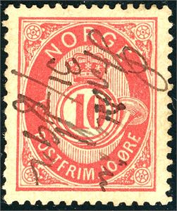 53 V. 10 øre 20 mm, anert med håndskrevet "Stordøen 31/8 92".