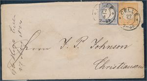 TYSKLAND, Mi 18,20. 1/2 og 2 gr brystskjold på pent brev st "Celle 27-8 ?". Sent til Christianssand. 2 gr. har rundt hjørne.