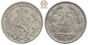 25 øre 1900 Oscar II. Kv.0/01