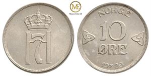 10 øre 1923 Haakon VII. Kv.0