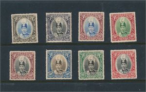 MALAYA - KEDAH x/o SG 60-68 ex 67, 8 verdier fra 1937-serien. 12c stemplet