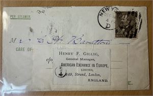USA Brev med 5c brun stemplet "NEW YORK DEC 18 1883" til London. Firma-ankomststemel bak