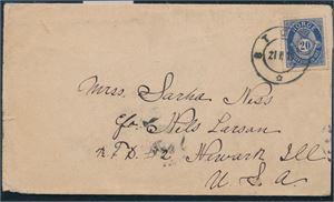 NK 79 på brev st "Stord 21 II 10" Til USA