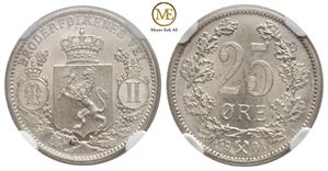 25 øre 1901 Oscar II. Kv.0