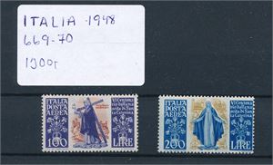 ITALIA xx Mi 744-45, 1948 Katharina av Siena luftpost (€ 140)