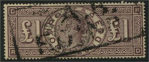 1884 £1 brown-lilac SG185 watermark Crowns