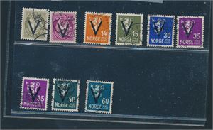 Nk ex 261-73, 9 V-merker med vannmerke (Hk 440)
