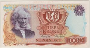 1000 kroner 1982 B.7179449. Kv.0