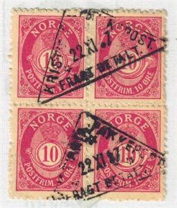 NK 68, plate I, Pen 4-blokk pakkepoststemplet.