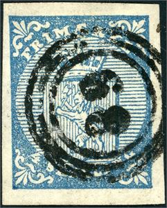 1. 4 skilling våpen 1855, anert med nummerstempel "89" (Gran, OP, 7 pkt). Gode- til normale marger.