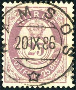 47. 25 øre 21 mm, rettvendt stemplet "Namsos 20.11.86".