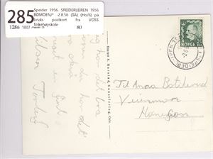Speider 1956. SPEIDERLEIREN 1956 BØMOEN/* -2.8.56 (IIA) (Ho/6) på bruks postkort fra VOSS folkehøyskole