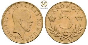 5 kroner 1920 Gustav V. Kv.0/01