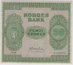 50 kroner 1945 A.1472288. 67 hos PMG. Kv.0