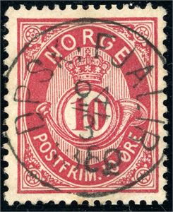 25. 10 øre skravert Posthorn, anert med et rettvendt skipsstempel ""DPSK: Fjalir 24.3.1882".
