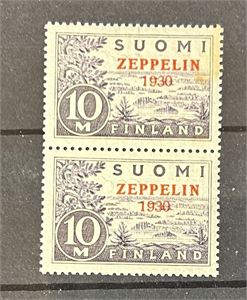 FINLAND xx Mi 161 1930 Zeppelin i vertikalt par. Øverste merke lett misfarget i høyre kant (€ 360)