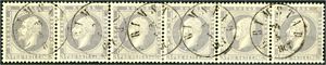 3. 3 skilling Oscar i horisontal 6-stripe, stemplet "Grimstad 24.5.1867".