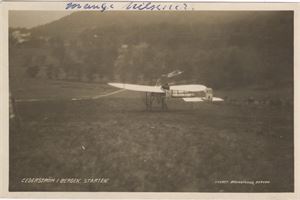 Fly, Cederström i Bergen Starten (Bruntland, bergen) . Brukt 10/10-1911, ikke postgått.