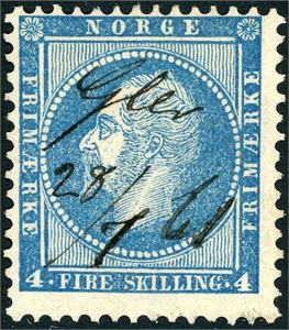 4. 4 skilling Oscar, anert med håndskrevet dampskipsnavn "Gler 28/7 61".
