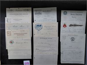 FAKTURAER 8 fakturaer diverse meierier på Vestlandet + 3 utenlandske, ca 1928-30