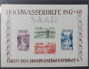 TYSKLAND, SAAR 1948 Mi bl 1** Välgörenhets miniblock, attest Forcault. Medföljer även Mi. bl. 2