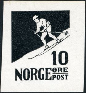 1928. Oppgitt til å være utkast til et sportsfrimerke, og laget i svart av fotograf A. Wilse. Ex. Paul H Jensen.