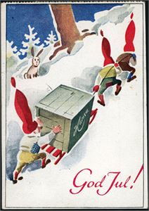 BAB. Tre Nisser med en kasse Hansa. Brukt i 1938. K-3