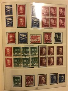 Sverige Samling 1946-1963 .  Par og blokker inkl.  **/o    Pen samling i Lindner album