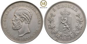 2 kroner 1892 Oscar II. Kv.01