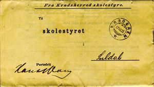 Brev KRØDEREN 17-VII-06 på komplett skoleberetning fra Krødsherred skolestyre for årene 1901-05. Pen kvalitet
