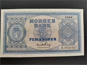 5 kroner 1949 E ex. Skanfil 14.7.17