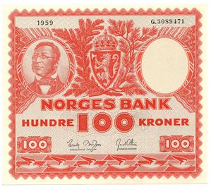 100 kroner 1959 G.3089471. Kv.0