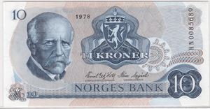 10 kroner 1978 HN erstatningsseddel. Kv.0