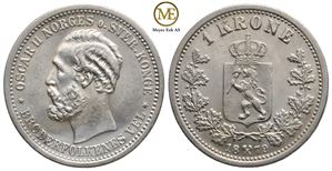 1 krone 1879 Oscar II. Kv.0/01