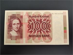 100 kroner 1977 HC erstatning ex.Skanfil