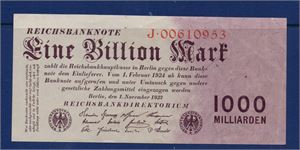 TYSKLAND 1 000 miljarder 1921, hyperinflationssedel, småveck