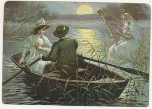 Jenny Nystrøm Lot med 5 Norske kort.  Ett kartongkort brukt 1895.