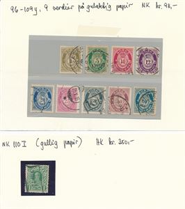 Ex Nk 96-109y + 110 I o. Gult papir, tydelig dato "9 III 12" på Nk 110 I (Hk 448)