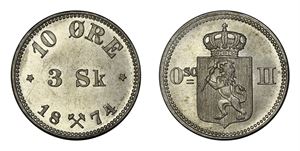 10 Øre / 3sk. 1874 Kv 0
