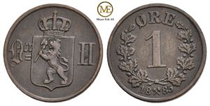 1 øre 1885 Oscar II. Kv.1/1+