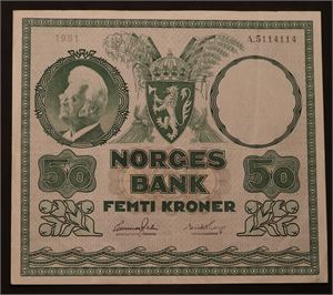 50 kroner 1951 A. Kv.1/1+