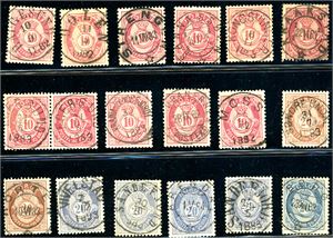 37--55. 130 stk Posthornmerker i gjennomgående god kvalitet.