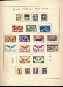 SVEITS o mest brukt samling i Schaubek album uten lommer med ark til 1979. Tettest 30- til 50-tallet inkl noen bedre blå merker