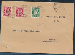 NK 99, 100x2 på banco brev st "Arendal 11 X 17" sent til Aamli Forbrugsforening