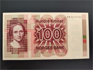 100 kroner 1977 HM erstatning ex. Germeten 2017