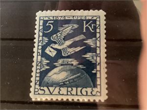 Sverige Facit 225  * 5kr Blå UPU  utgitt 1924   (Verdi 1700.-)