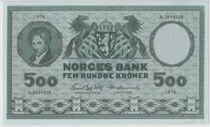 500 kroner 1976 G.2010238 Erstatningsseddel. Kv.0