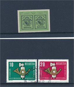 SVEITS xx Mi 423 (€ 60) og o Mi 672-73 (€ 12). 3 merker fra Bl 10 og 16