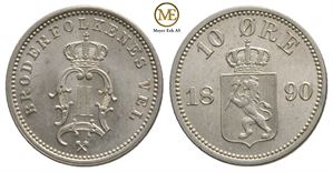 10 øre 1890 Oscar II. Kv.0