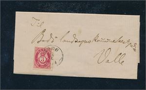 Brev med Nk 18 stempet "BODØ 17-6-1874" til Valle (Valle i Bodø, IKKE Setesdalen). GI BUD!